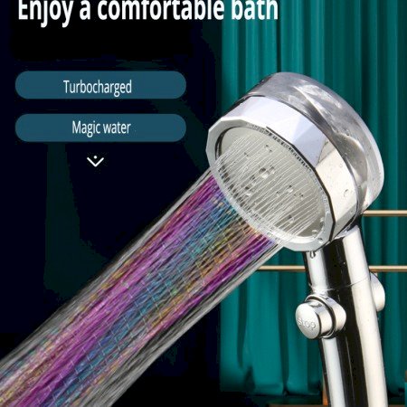Rainfall Turbo Fan Shower Head 360 Rotating High Pressure Water Saving Handheld Shower Turbocharged Spray Nozzle Bath Accessory